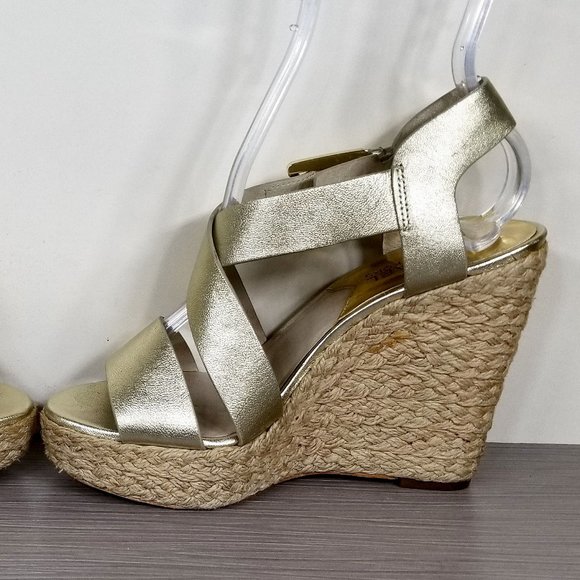 MICHAEL Kors Giovanna Platform Wedge Espadrille Sandals, Gold, Womens Size 5.5 M - Picture 8 of 14